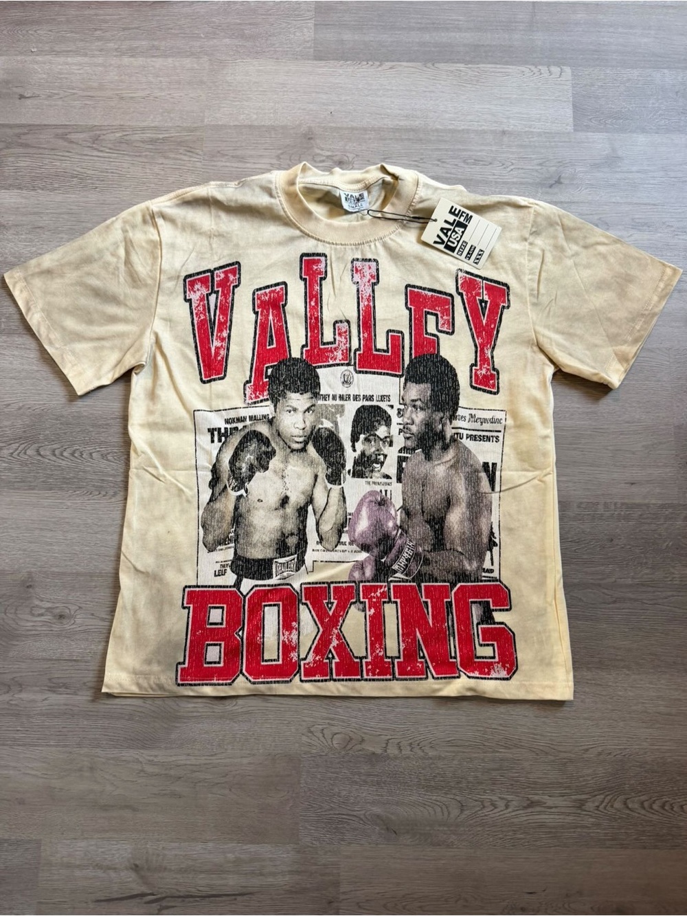 Valley Boxing Graphic Tee - Cream with Red Print